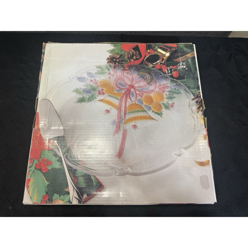 Mikasa Festive Bells 14.75" Crystal Hostess‎ Platter With Box
